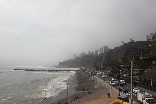 lima, peru, quiet, ocean, latin, city, miraflores, peruvian, nature, andes, sea, break, rocks, high, beach, fog, clouds