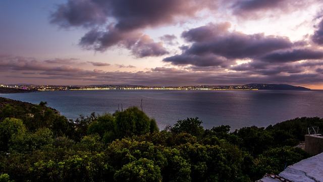 tangier, morocco, to travel, sea, city, africa, architecture, maroc, medina, nature, port, bay, landscape, bird's eye view, water, heaven, horizon, dramatic, sunset